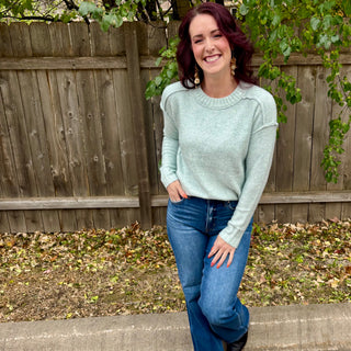 Rib and Seam Detailed Long Sleeve Sweater