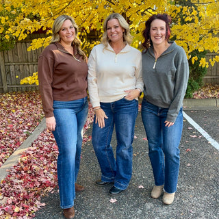 Brown Fleece Half Zip Sweatshirt