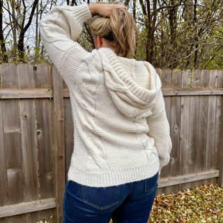 Oversized Cable Knit Hooded Sweater