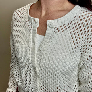 Ivory Crochet Cardigan Sweater