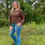 Front Seam Round Neck Sweater