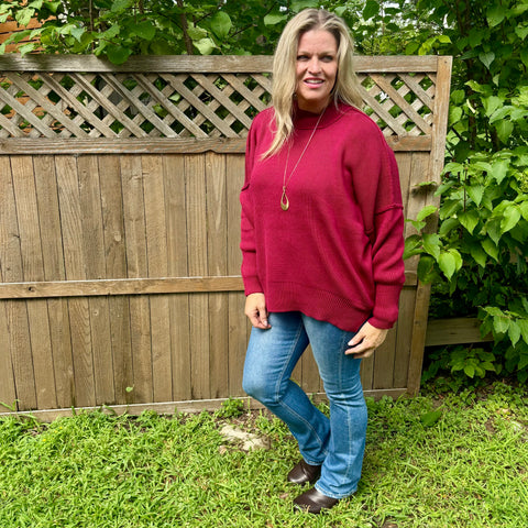Cabernet Oversized Sweater with Side Slit