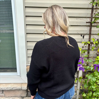 Black Soft Touch Waffle Knit Sweater