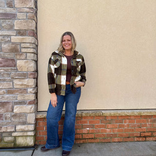Olive Oversized Plaid Shacket