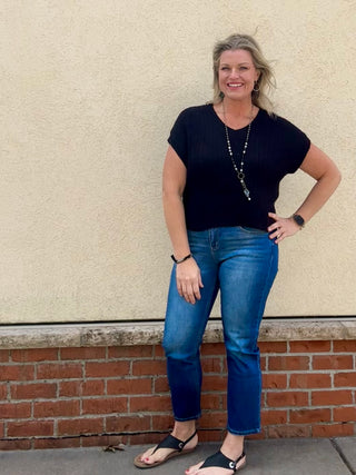 Black Textured Sweater Vest Top