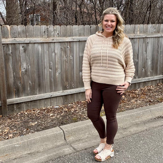 Crochet Dolman Hoodie with Drawstring Neck