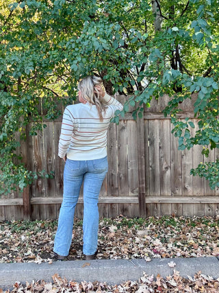 Multi Color Striped Half Button Pullover