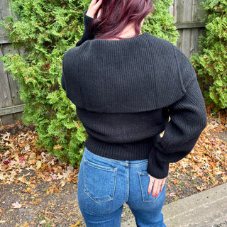 Black Collared Zip Up Sweater