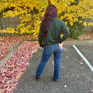 Forest Green Quarter Zip Mock Neck Pull Over