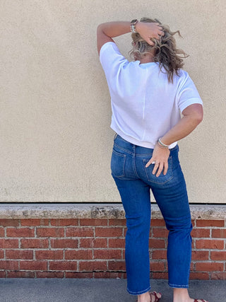 White Double Knit Short Sleeve