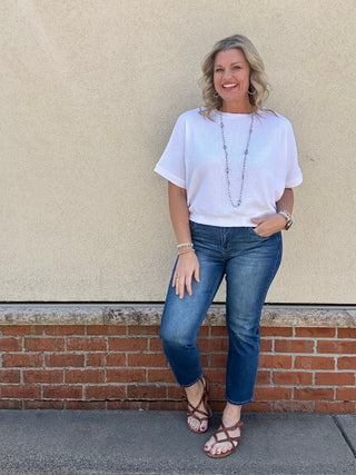 White Double Knit Short Sleeve