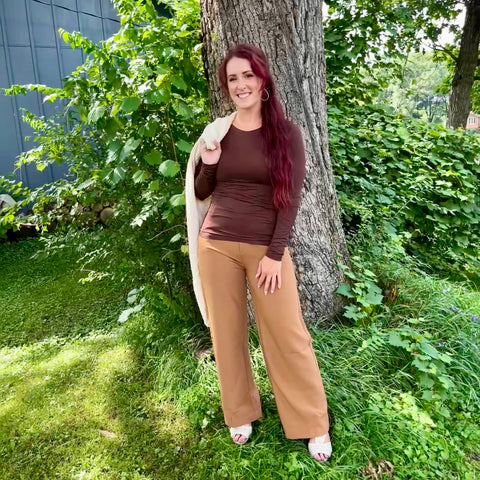 Mahogany Basic Round Neck Long Sleeve