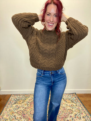 Brown Cable Knit Sweater
