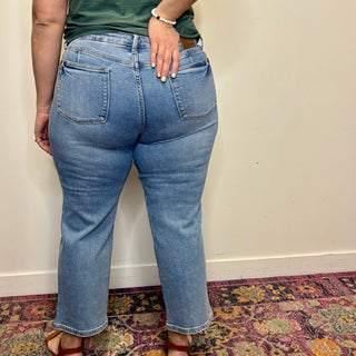 Judy Blue Petite Mid Rise Straight Leg Jeans