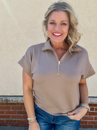 Cocoa Half Zip Short Sleeve Pullover