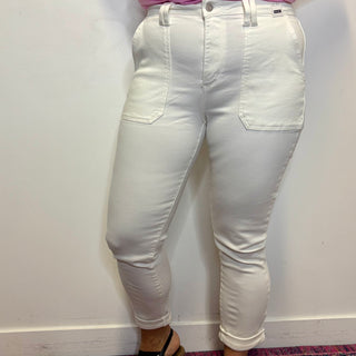 Judy Blue High Rise White Jogger Jeans