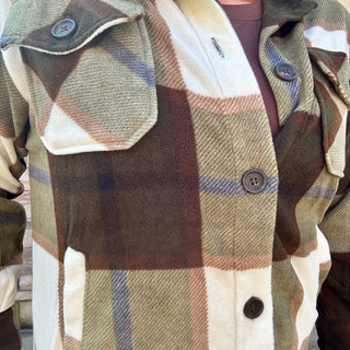 Olive Oversized Plaid Shacket