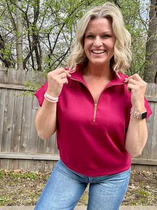 Cabernet Half Zip Short Sleeve Pullover