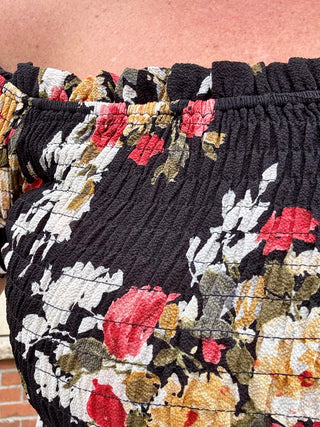 Floral Smocked Off the Shoulder Maxi Dress