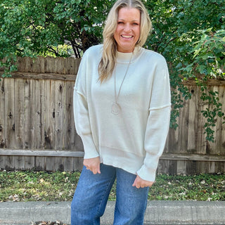 Off White Oversized Sweater with Side Slit