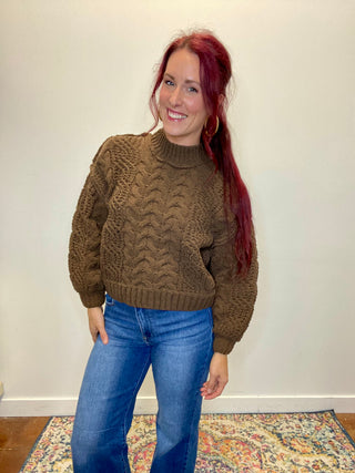 Brown Cable Knit Sweater