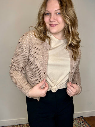Mocha Crochet Cardigan Sweater