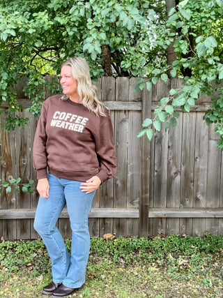 Crewneck Brown Coffee Weather Sweatshirt