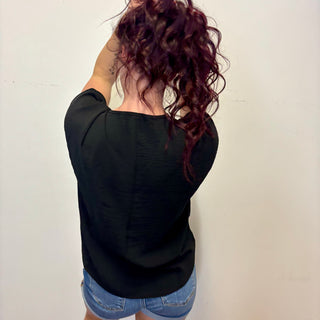 Black Woven Airflow Short Sleeve