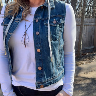 Risen Denim Vest with Detachable Hood