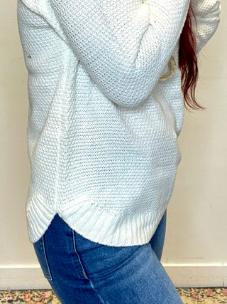 Ivory Round Neck Knit Sweater