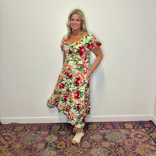 Floral Puff Sleeve Maxi Dress