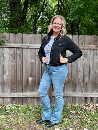Risen Basic Fitted Black Stretchy Jacket with Pockets