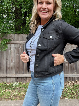 Risen Basic Fitted Black Stretchy Jacket with Pockets