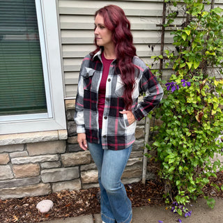 Black Oversized Plaid Shacket