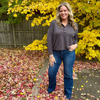 Charcoal Exposed Seam Long Sleeve