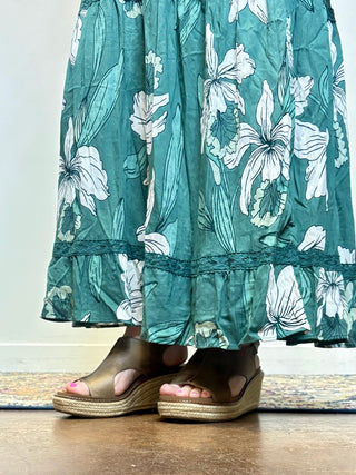 V-Neck Maxi Dress with Lace Trim