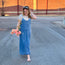 Denim Overall Maxi Dress with Front Pockets