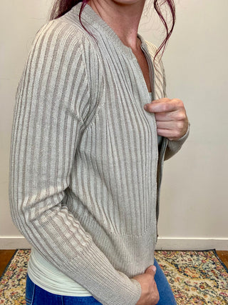 Light Mocha Two Tone Zip UP Sweater
