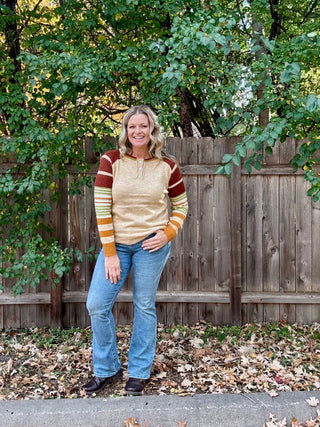 Copper Half Button Pullover Sweater