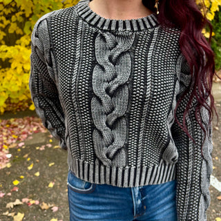 Charcoal Cable Knit Sweater