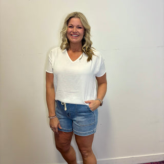 White Woven Airflow Short Sleeve