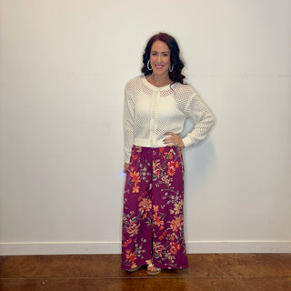 Ivory Crochet Cardigan Sweater