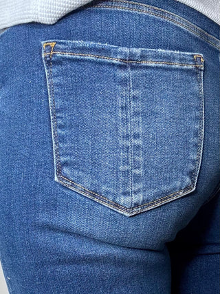 Risen Mid Rise Straight Leg Cuffed Jeans