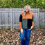 Orange, Black, Olive Tri-color Mockneck Top