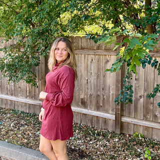 Red Brushed Knit Sweater Dress