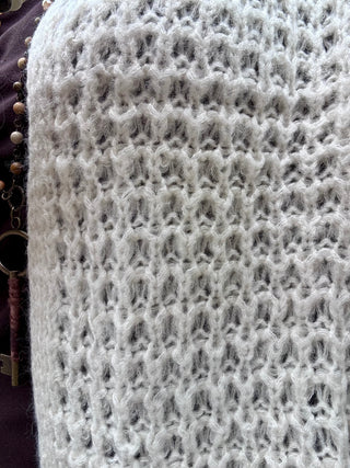 Ivory Open Weave Waffle Texture Cardigan