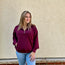 Wine Quarter Zip Mock Neck Pullover