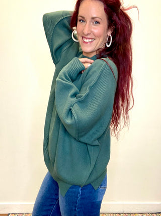 Ash Jade Side Slit Oversized Sweater
