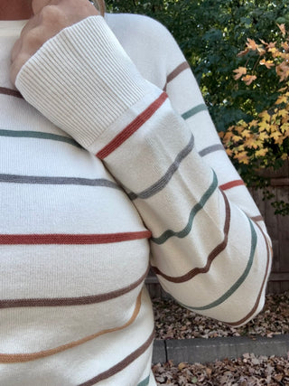Multi Color Striped Half Button Pullover