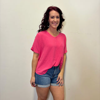 Fuchsia Woven Airflow Short Sleeve